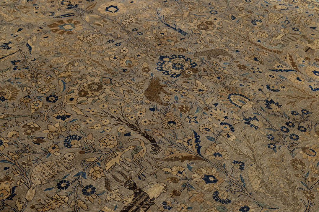 Antique Tabriz Wool Rug 13 X 20