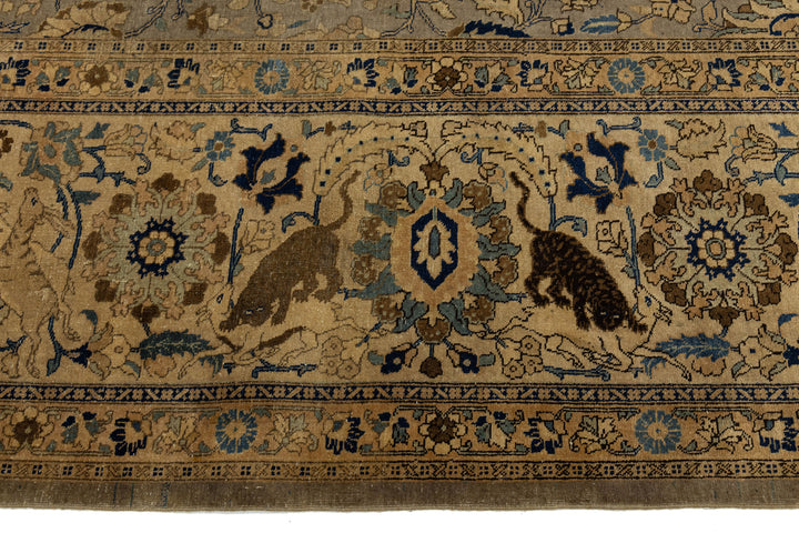 Antique Tabriz Wool Rug 13 X 20