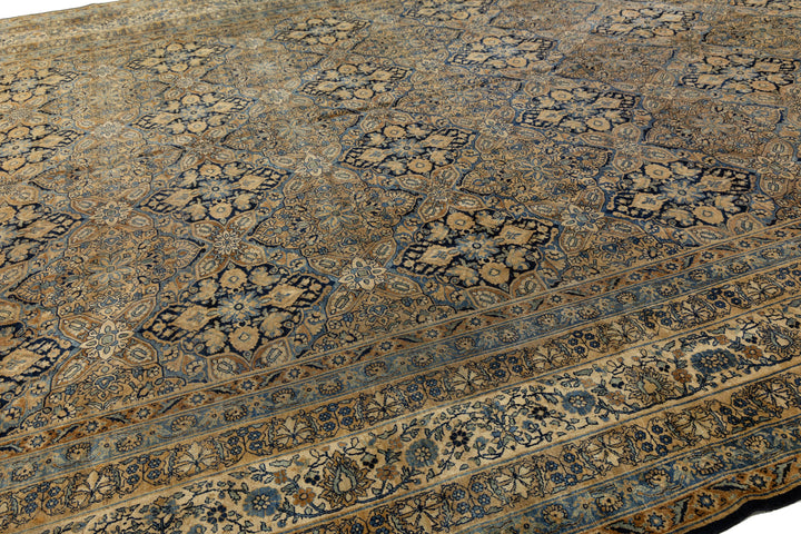 Antique Kerman Wool Rug 13 X 20