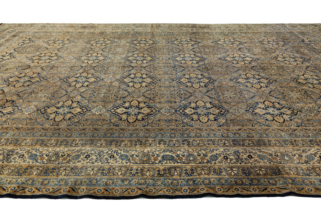 Antique Kerman Wool Rug 13 X 20