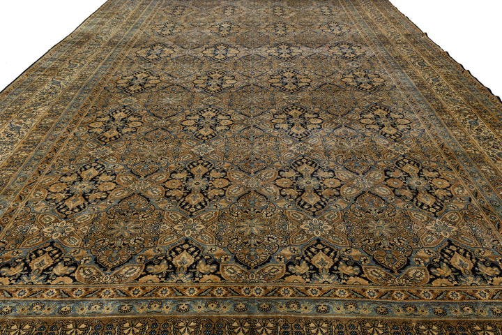 Antique Kerman Wool Rug 13 X 20