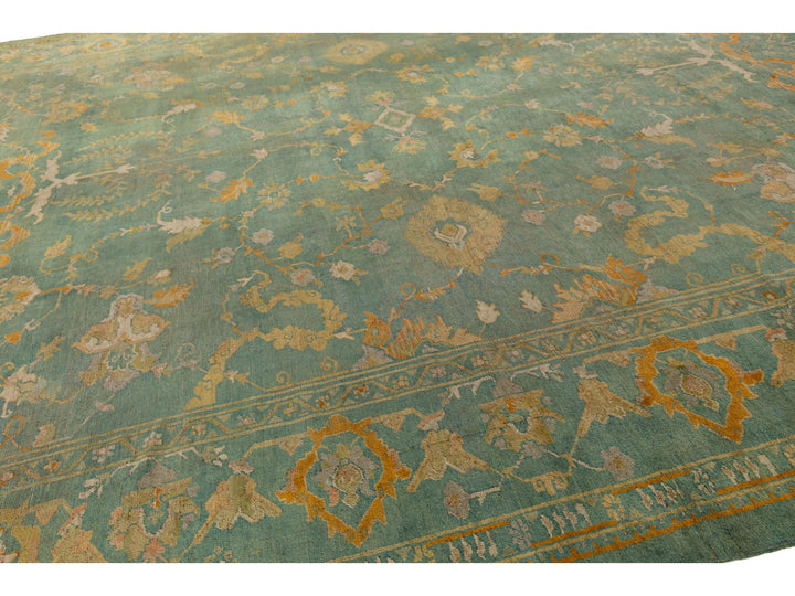 Antique Turkish Oushak Wool Rug 14 X 19