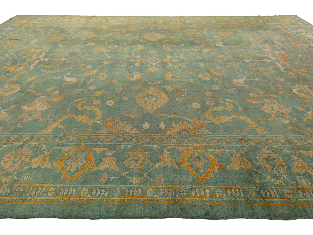 Antique Turkish Oushak Wool Rug 14 X 19