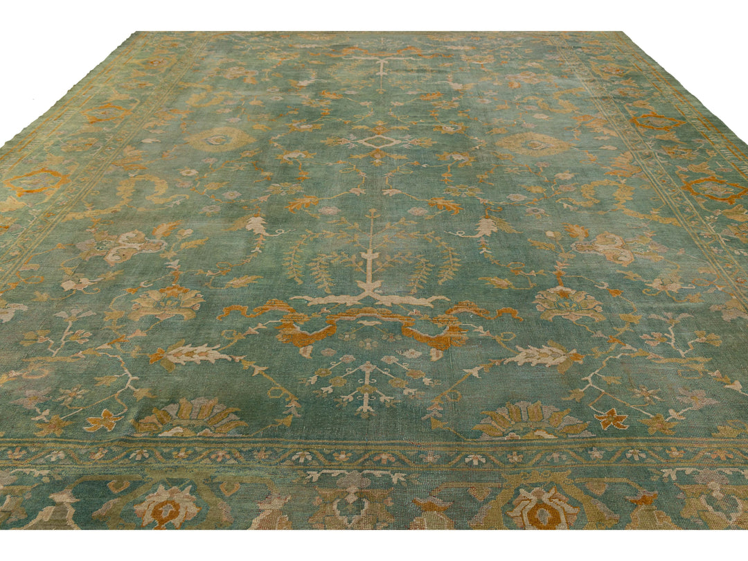 Antique Turkish Oushak Wool Rug 14 X 19