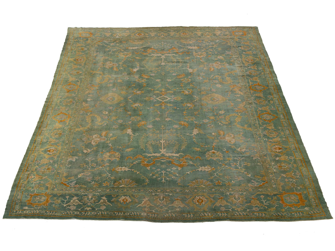 Antique Turkish Oushak Wool Rug 14 X 19