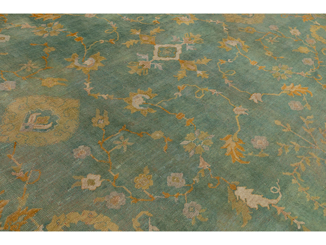 Antique Turkish Oushak Wool Rug 14 X 19