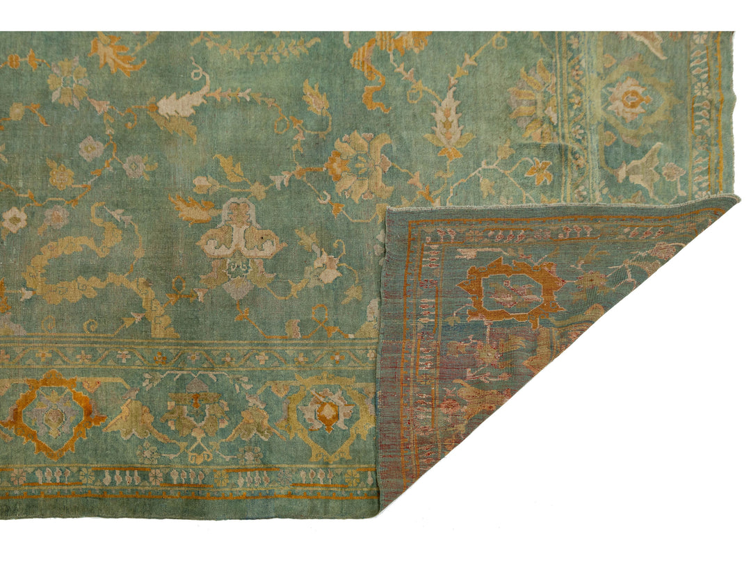 Antique Turkish Oushak Wool Rug 14 X 19