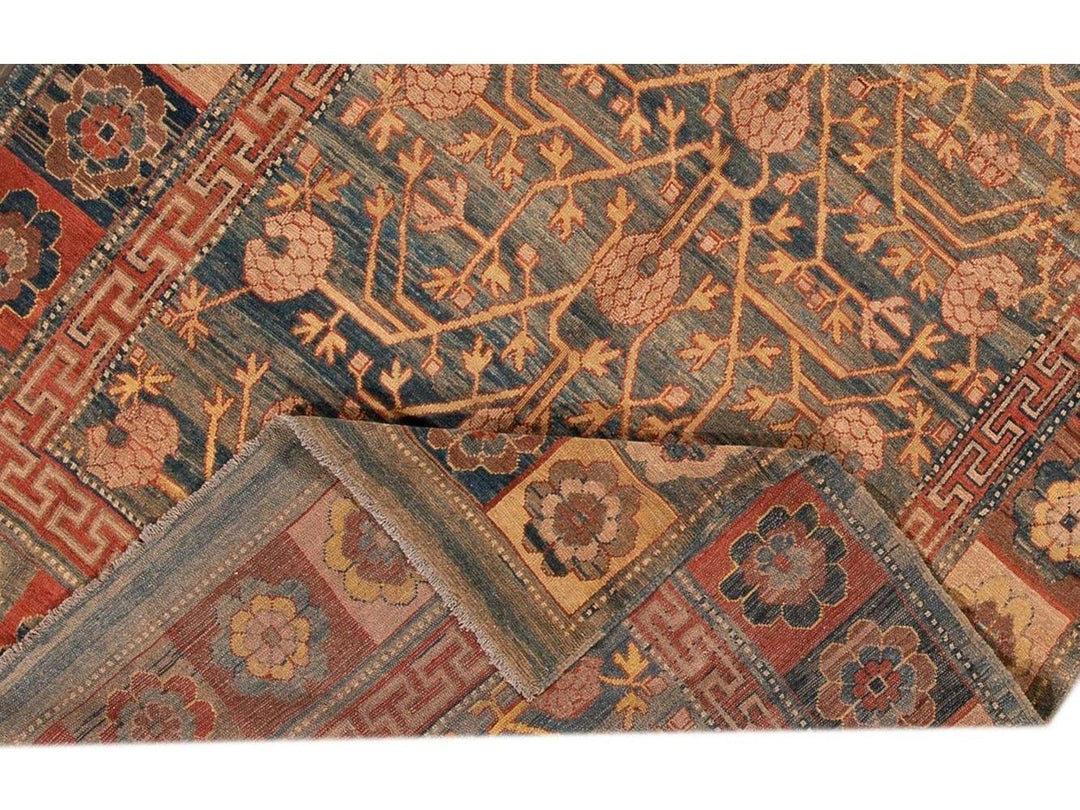 Vintage Khotan Style Tribal Wool Rug 7 X 10