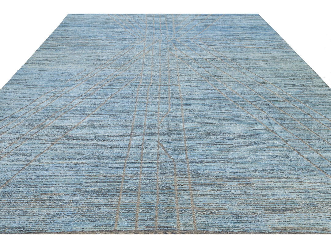 Modern Moroccan Wool Rug 12 X 15