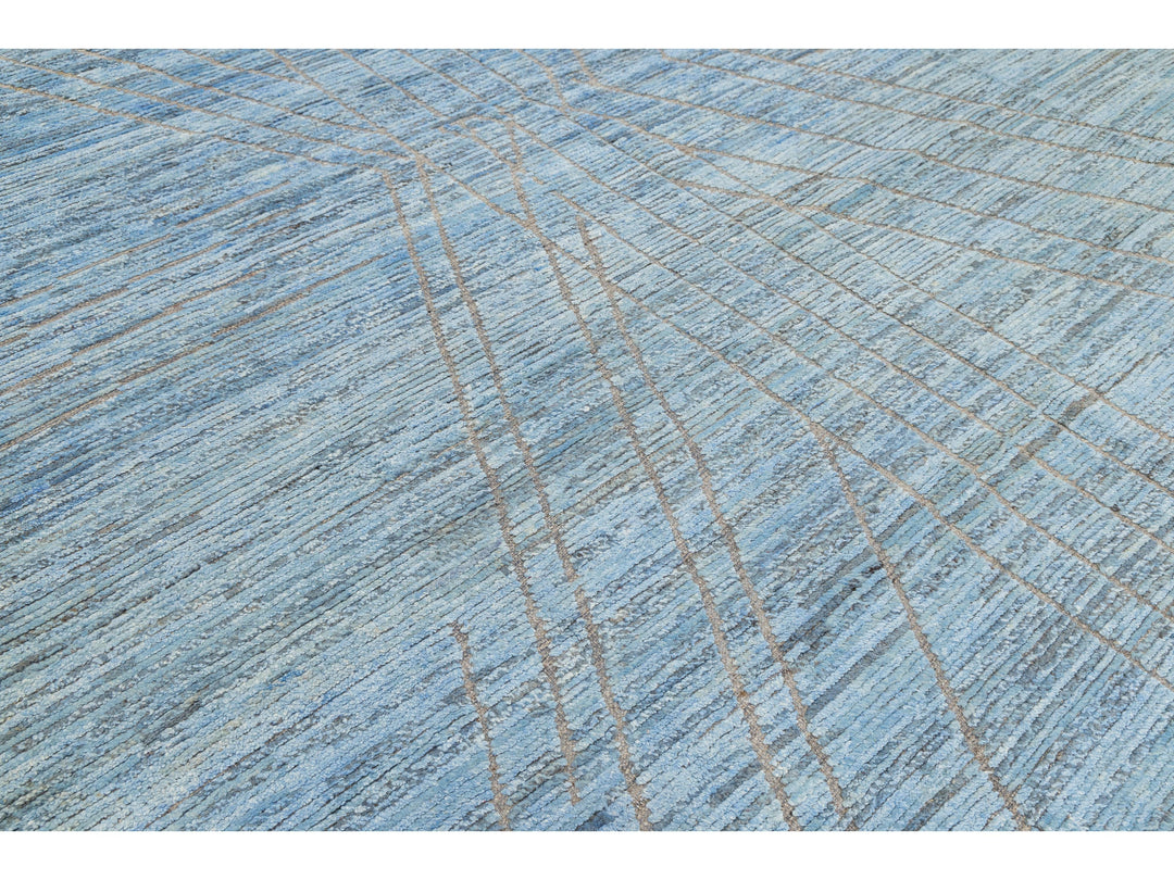 Modern Moroccan Wool Rug 12 X 15