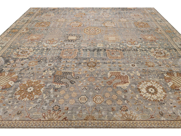 Modern Tabriz Wool Rug 12 X 15