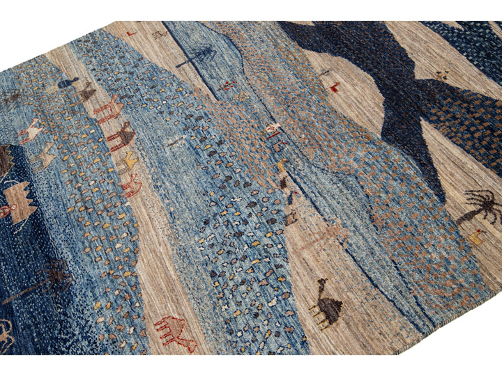 Modern Gabbeh Wool Rug 5 X 7