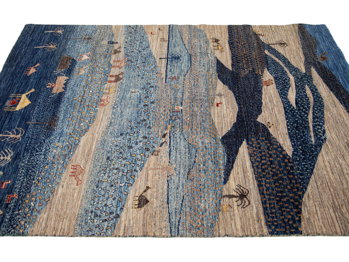 Modern Gabbeh Wool Rug 5 X 7