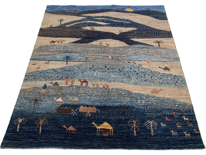 Modern Gabbeh Wool Rug 5 X 7