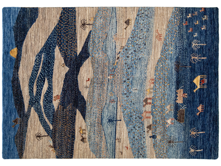 Modern Gabbeh Wool Rug 5 X 7