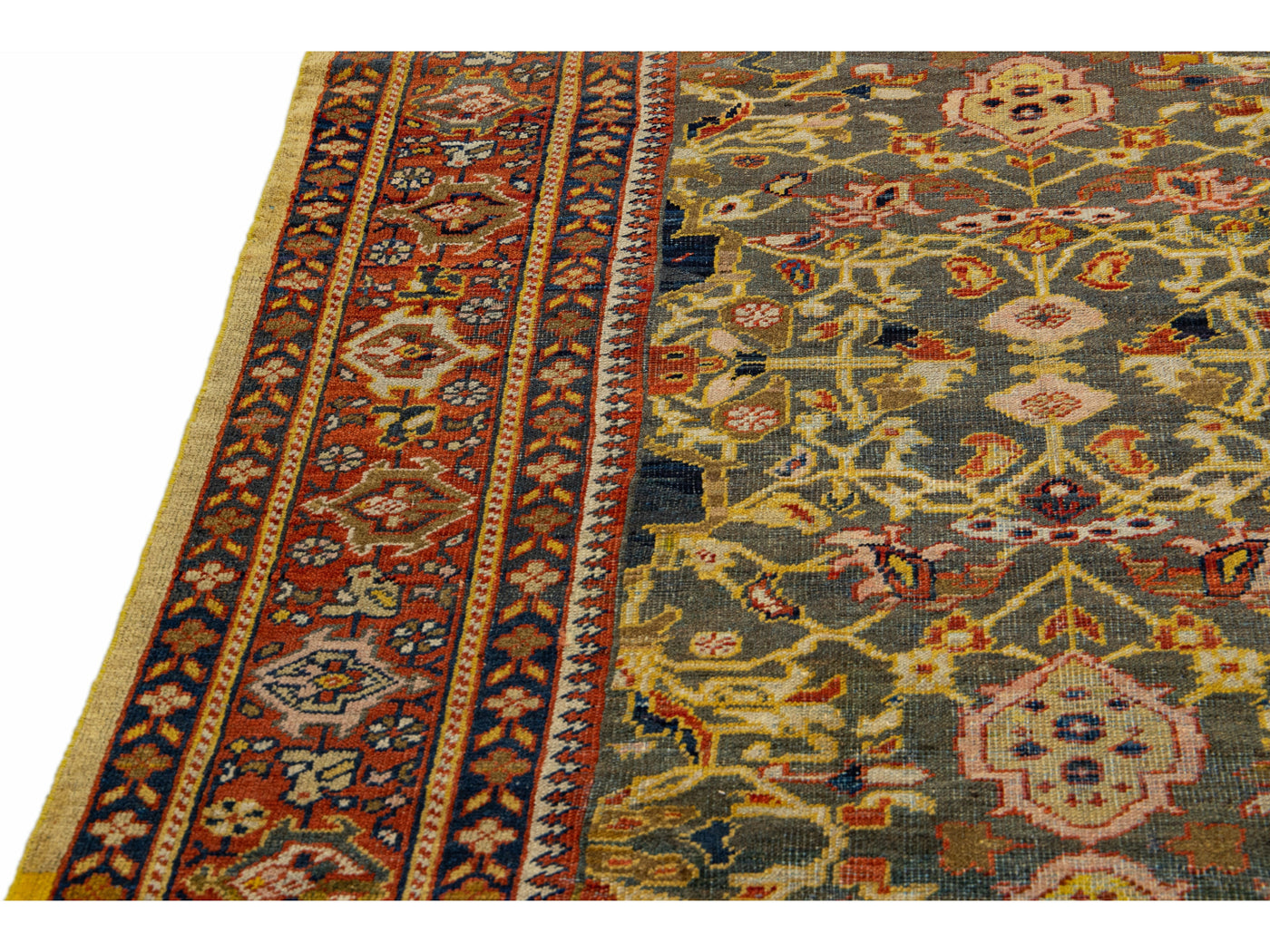 Antique Sultanabad Wool Rug 9 X 11