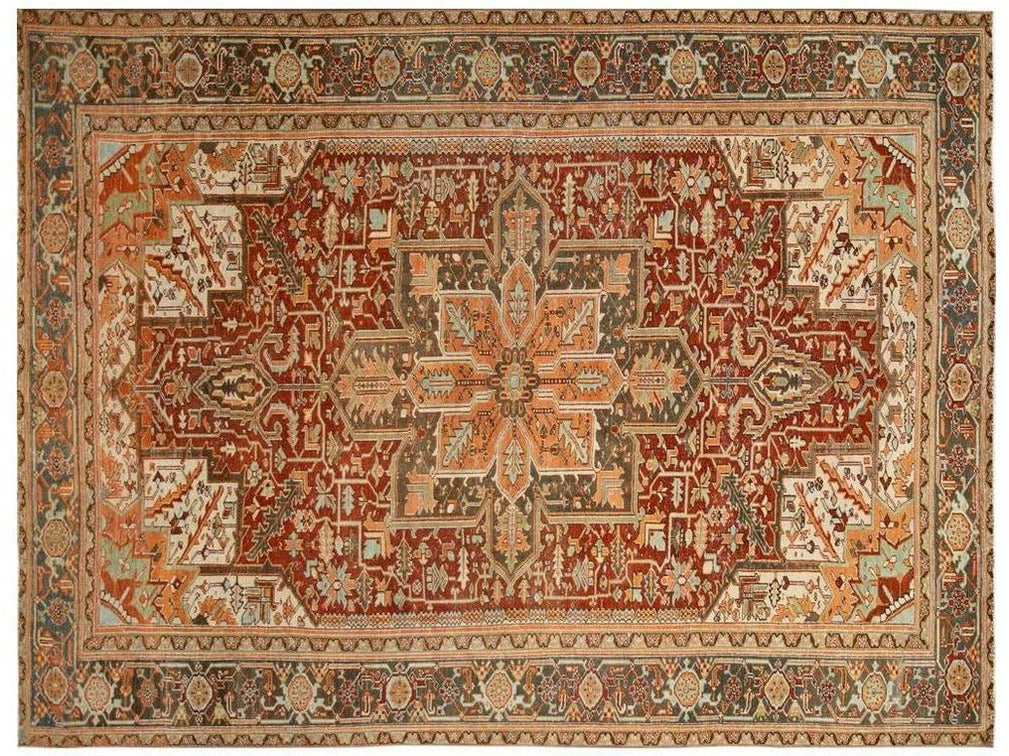 Antique Heriz Persian Wool Rug 9 X 12