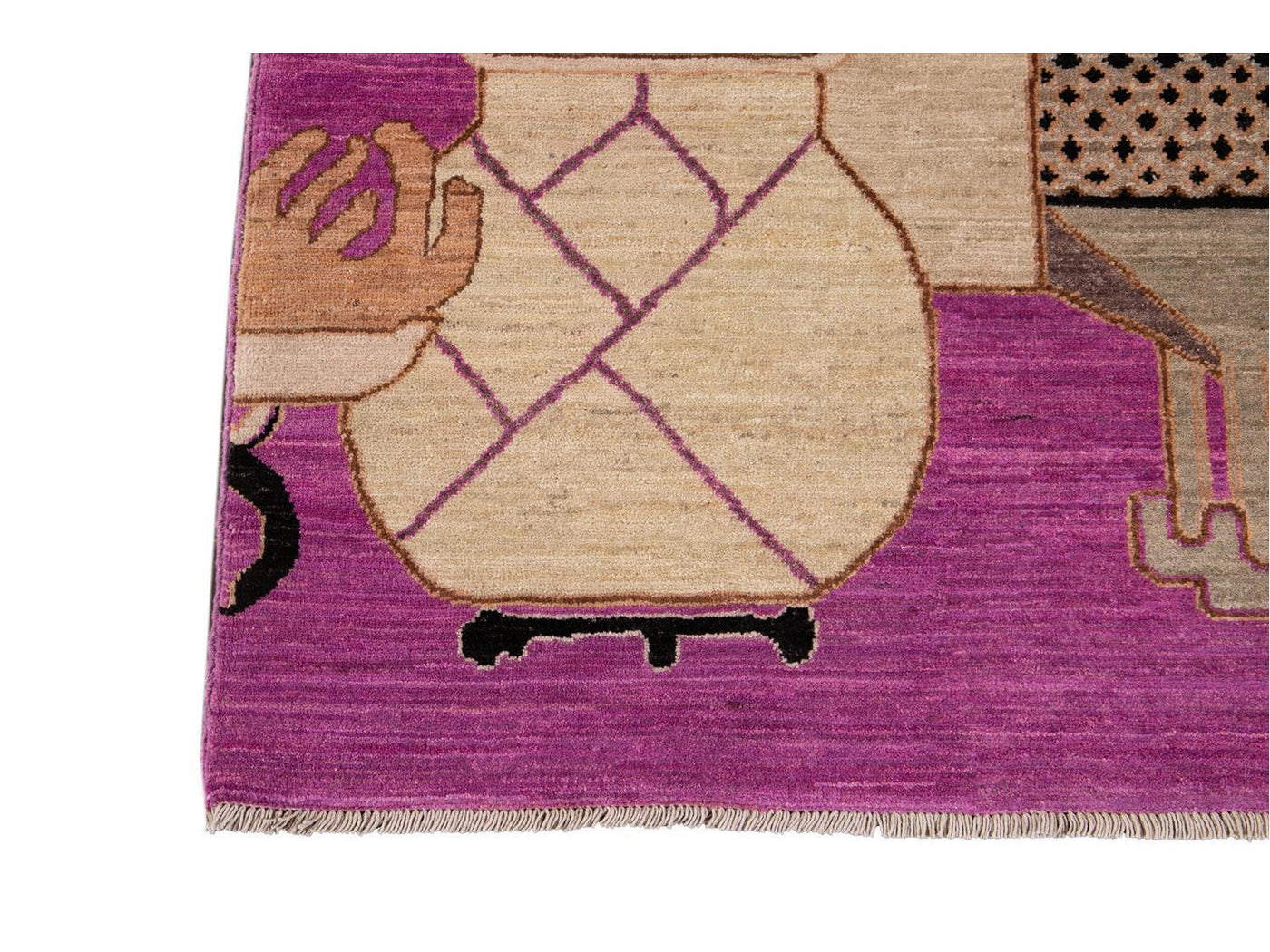 Modern Samarkand Khotan Wool Rug 3 X 6