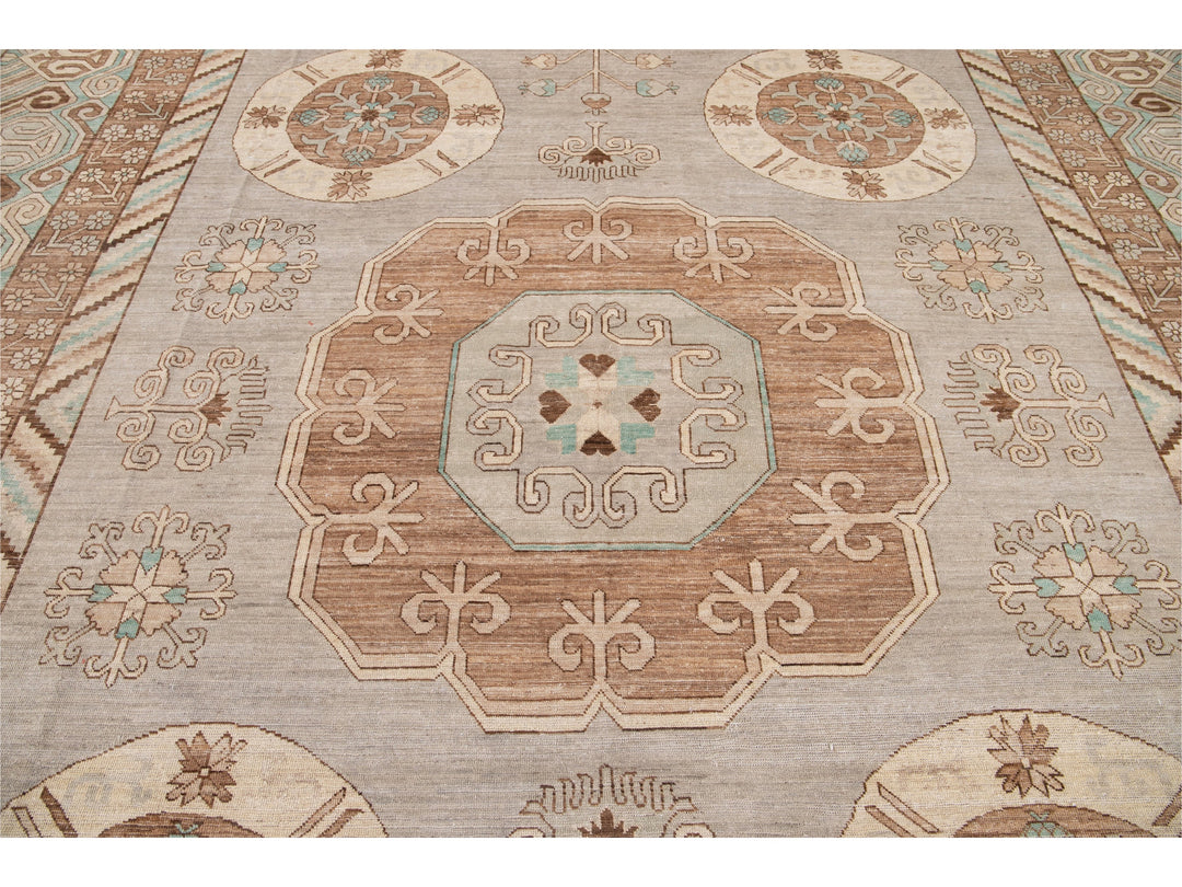 Modern Khotan Style Wool Rug 12 X 15