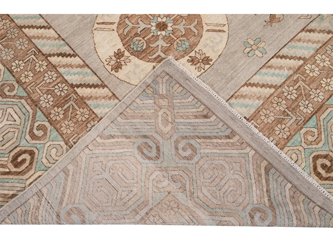 Modern Khotan Style Wool Rug 12 X 15