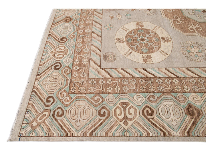 Modern Khotan Style Wool Rug 12 X 15