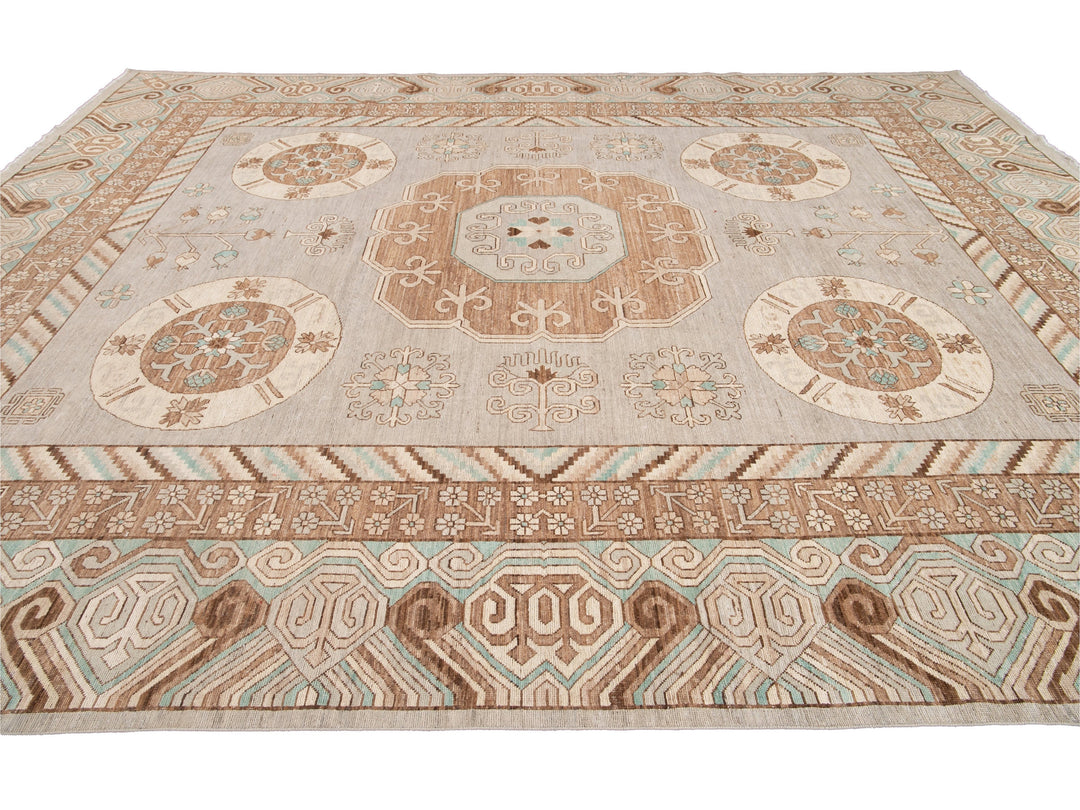 Modern Khotan Style Wool Rug 12 X 15