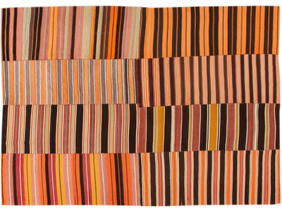 Vintage Striped Flatweave Wool Rug 10 X 13