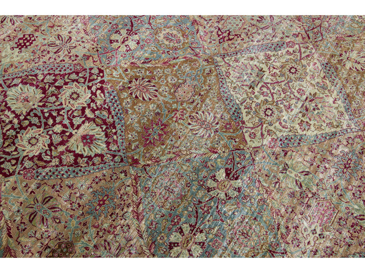 Antique Kerman Wool Rug 12 X 14
