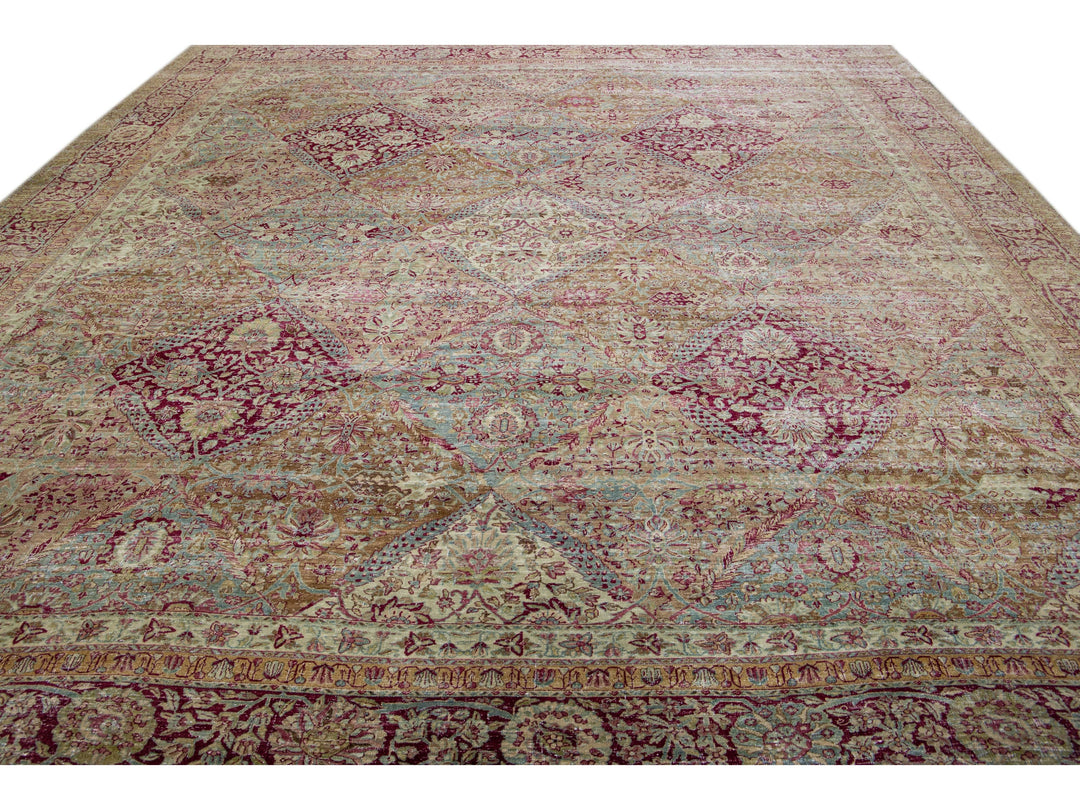 Antique Kerman Wool Rug 12 X 14