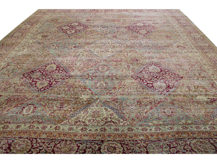 Antique Kerman Wool Rug 12 X 14