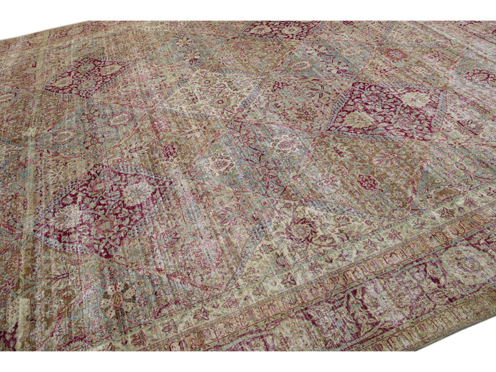 Antique Kerman Wool Rug 12 X 14