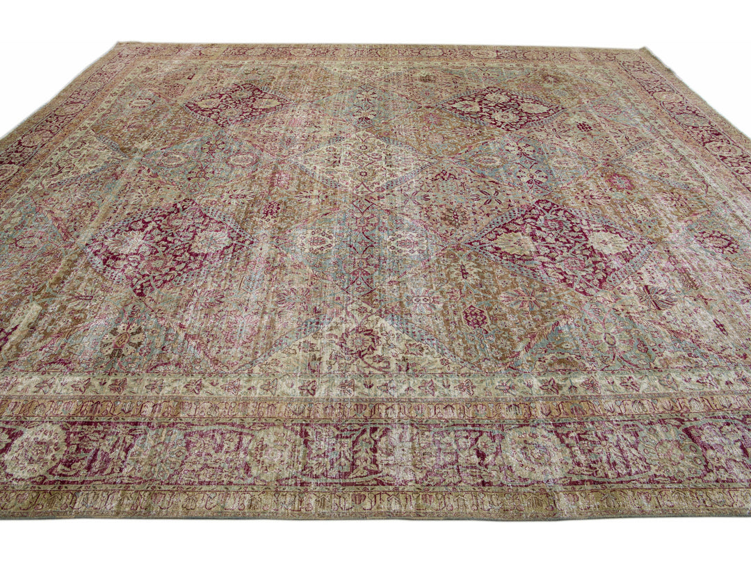 Antique Kerman Wool Rug 12 X 14