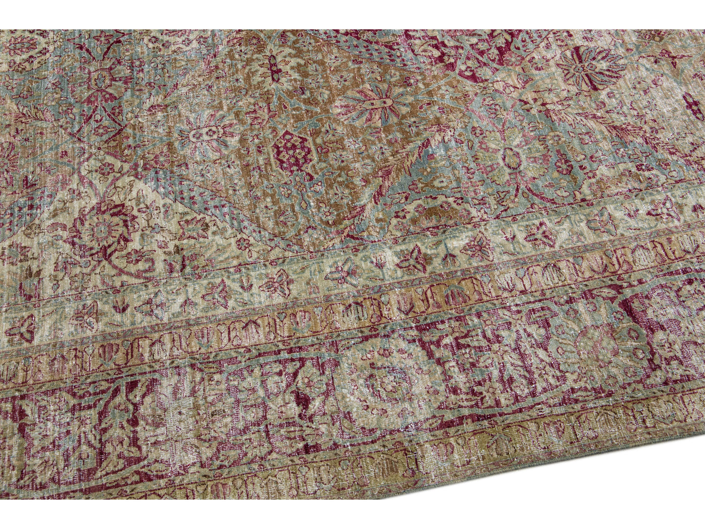 Antique Kerman Wool Rug 12 X 14
