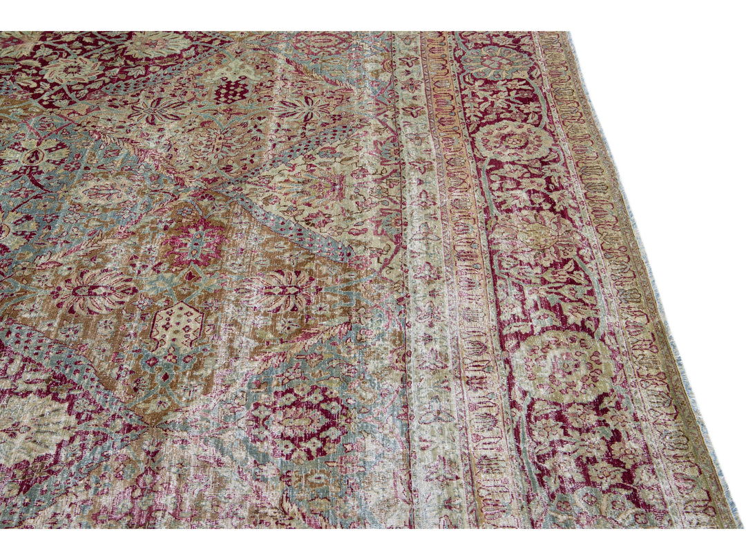 Antique Kerman Wool Rug 12 X 14