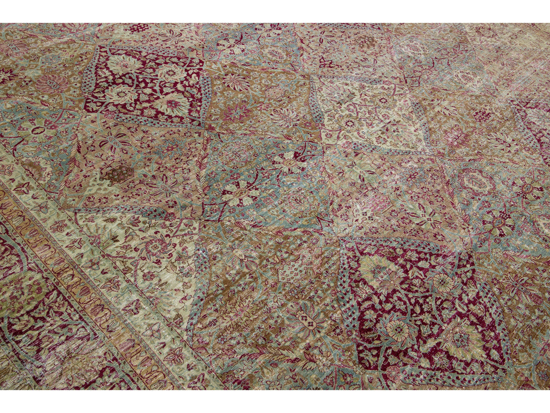 Antique Kerman Wool Rug 12 X 14