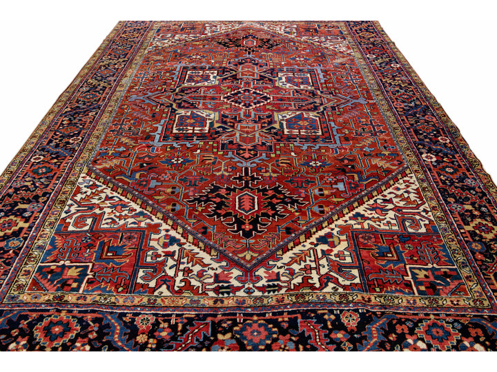 Antique Heriz Wool Rug 9 X 13