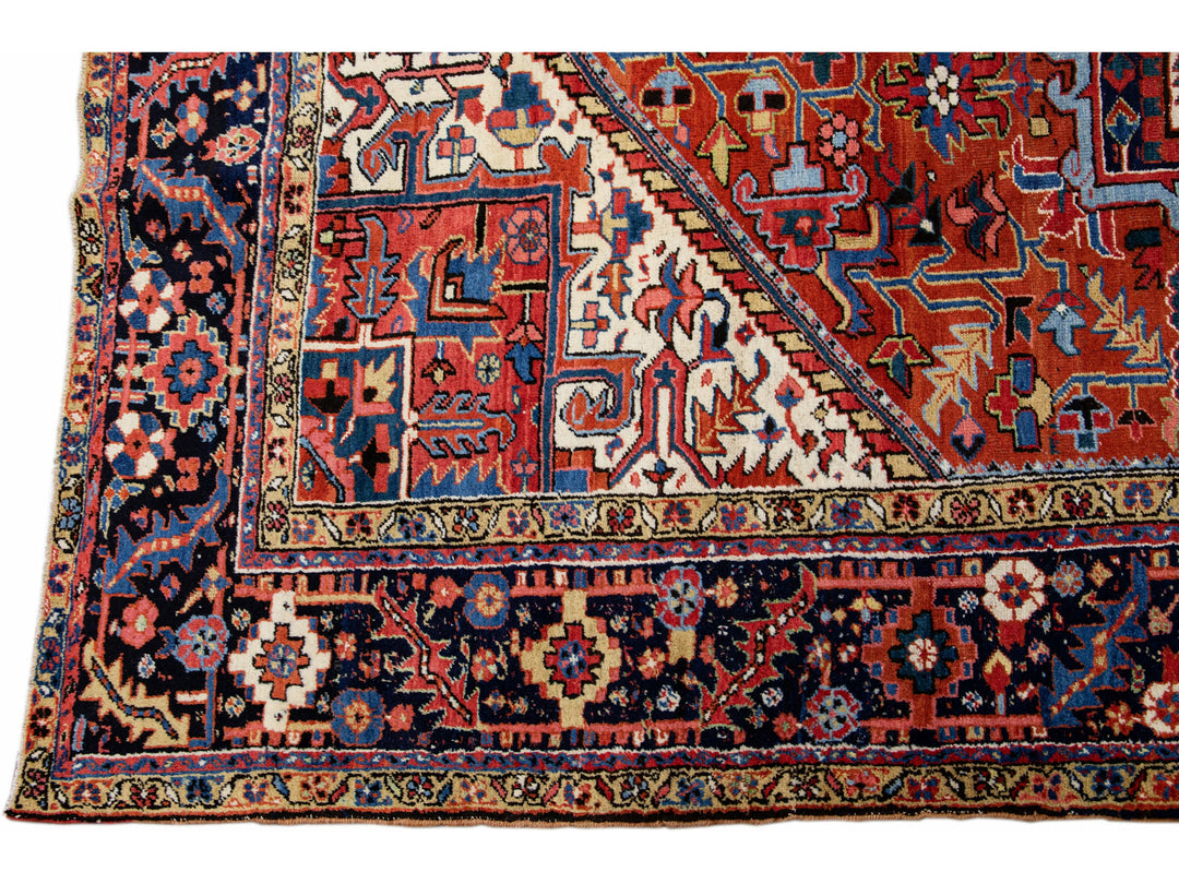 Antique Heriz Wool Rug 9 X 13
