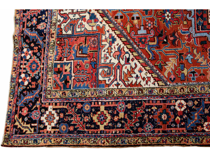 Antique Heriz Wool Rug 9 X 13