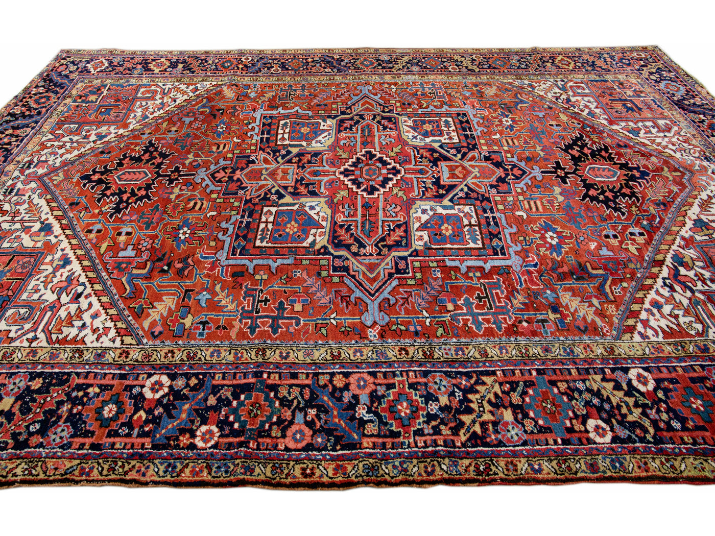 Antique Heriz Wool Rug 9 X 13