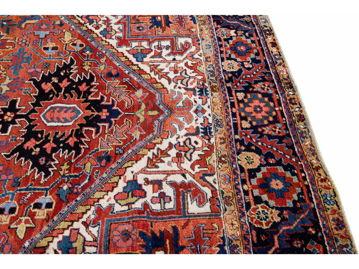 Antique Heriz Wool Rug 9 X 13