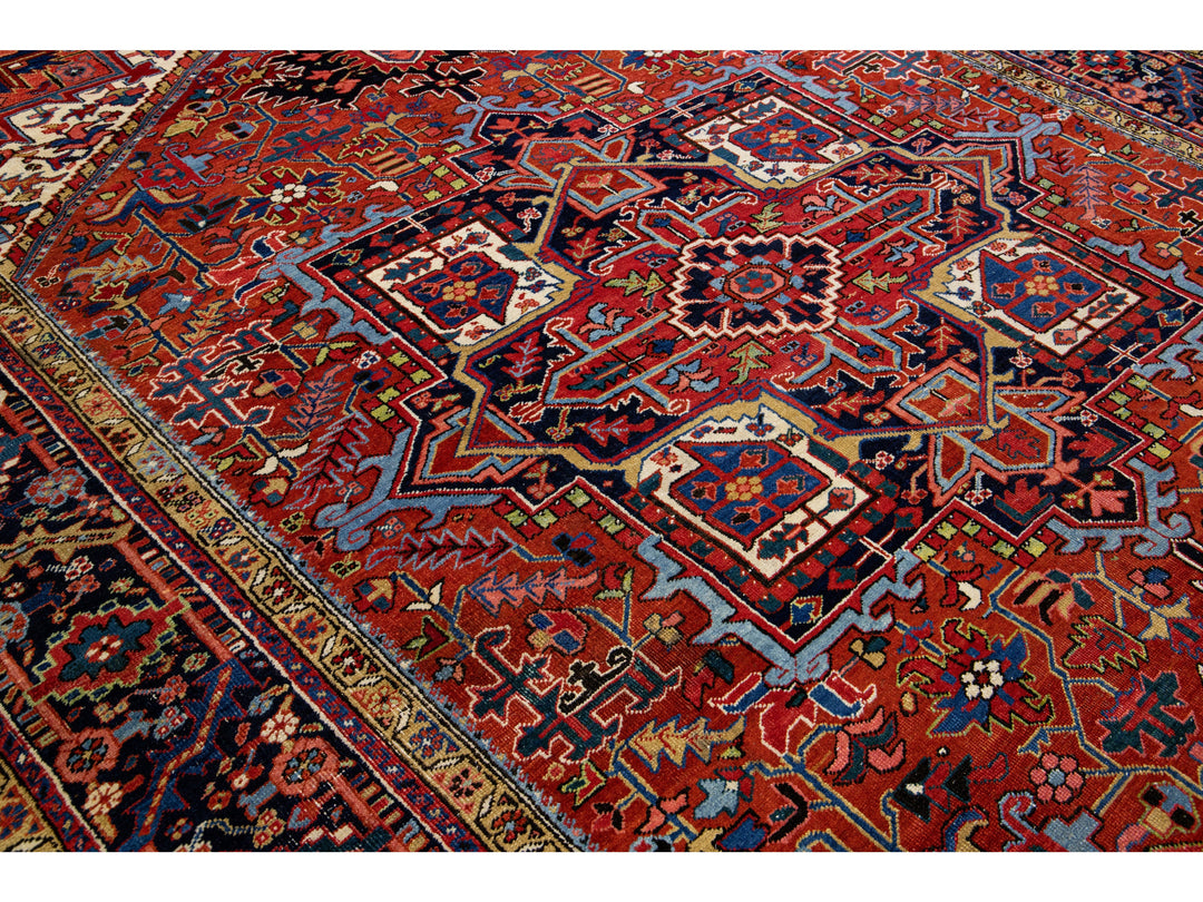 Antique Heriz Wool Rug 9 X 13