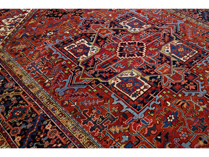 Antique Heriz Wool Rug 9 X 13