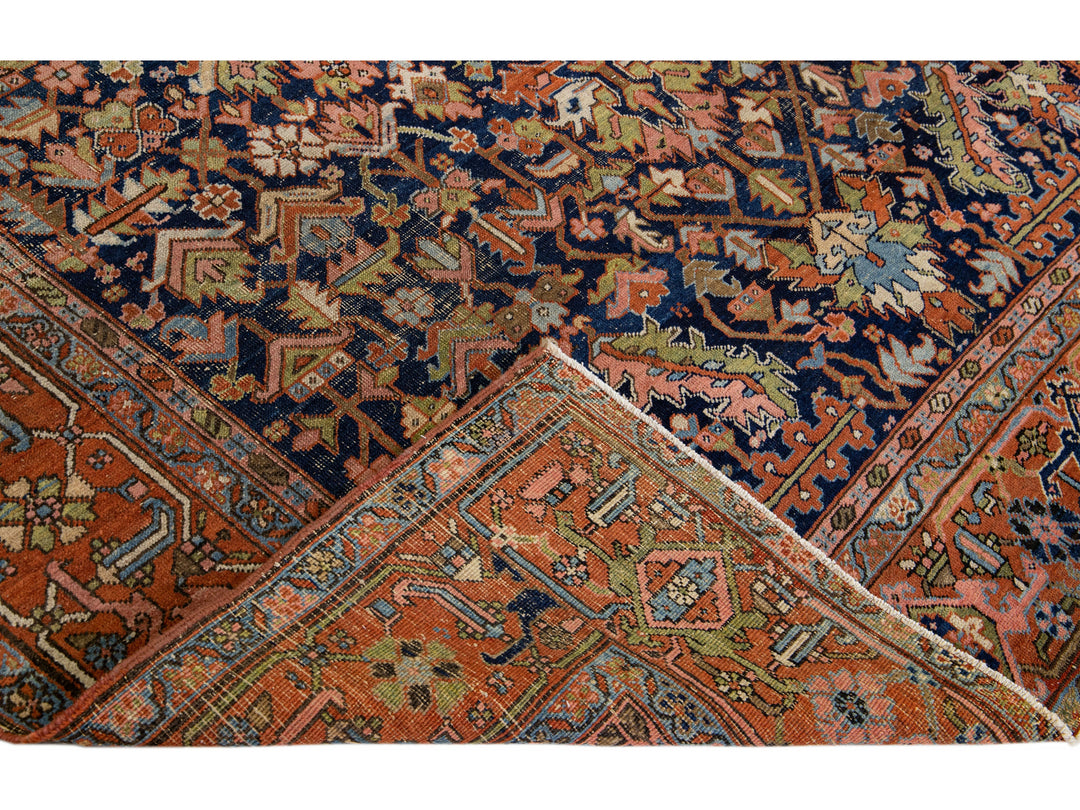 Antique Heriz Wool Rug 9 X 11