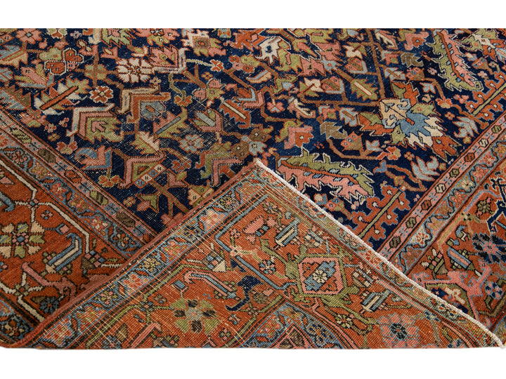 Antique Heriz Wool Rug 9 X 11