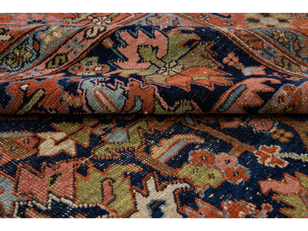 Antique Heriz Wool Rug 9 X 11