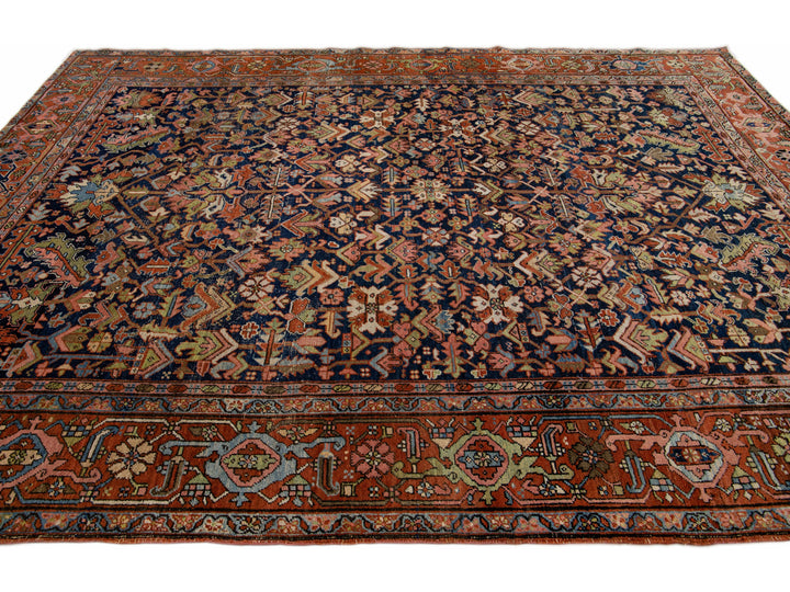 Antique Heriz Wool Rug 9 X 11