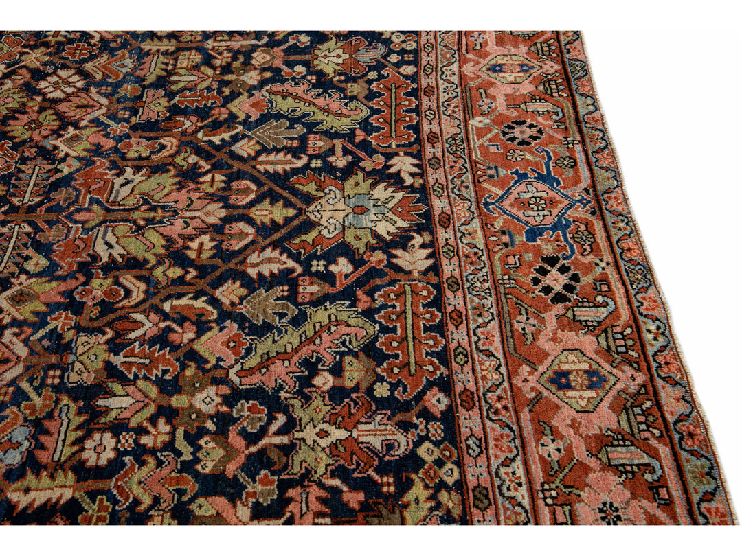 Antique Heriz Wool Rug 9 X 11