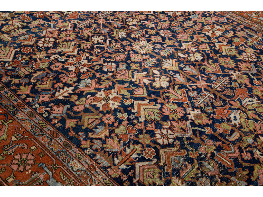 Antique Heriz Wool Rug 9 X 11