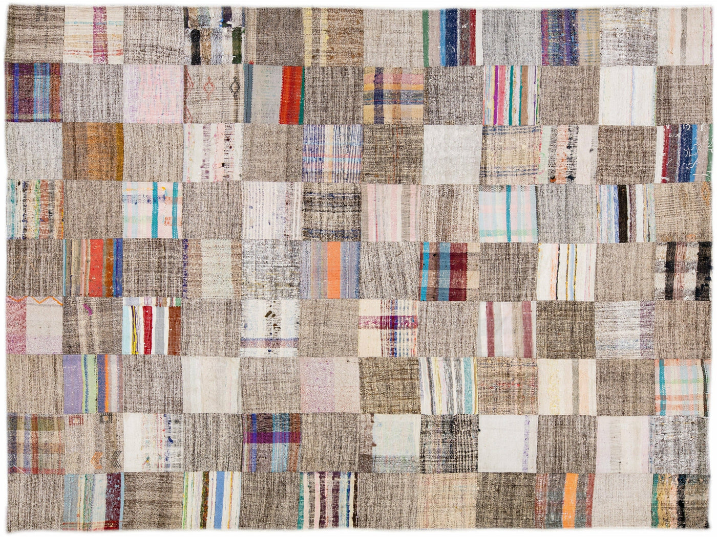 Vintage Multicolor Handmade Patchwork Turkish Wool Rug