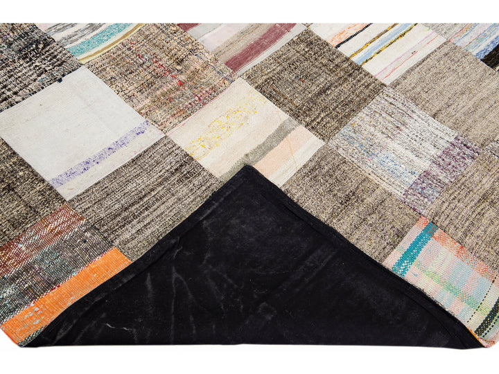 Vintage Multicolor Handmade Patchwork Turkish Wool Rug